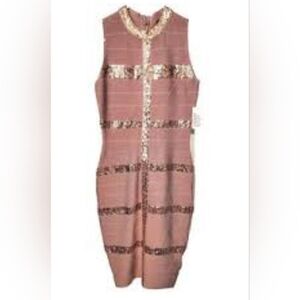 VENUS Bandage Blush Gold Sequin Dress XS